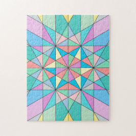 Quebra-cabeça Padrão de Estrela Triangular Mosaico Pastel Retro
