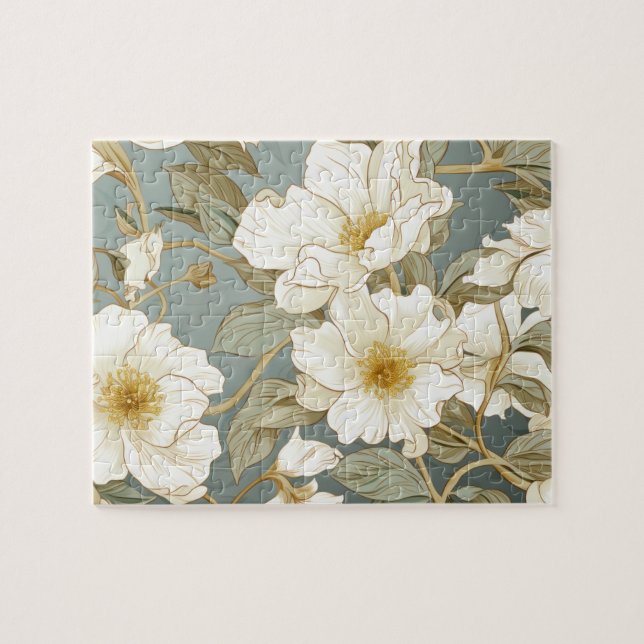 Quebra-cabeça Padrão de flor branca (Horizontal)