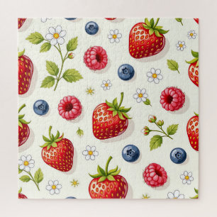 Quebra-cabeça Padrão de Flor de Cerejeira Frutas Frescas de Verã
