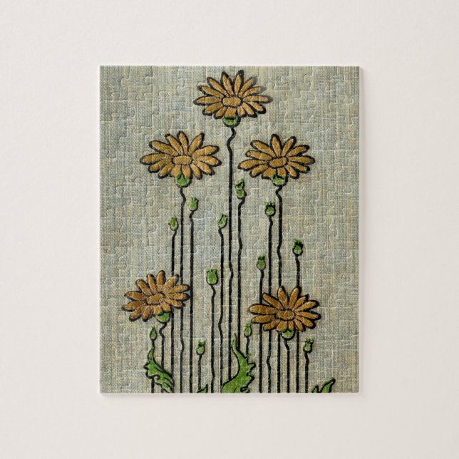 Quebra-cabeça Padrão de Flor de Margarida de Jardim Floral Vinta (Vertical)
