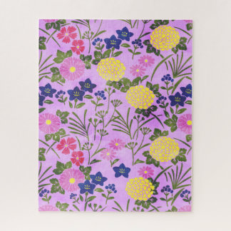Quebra-cabeça Padrão de Flor Vintage Roxa Bonita