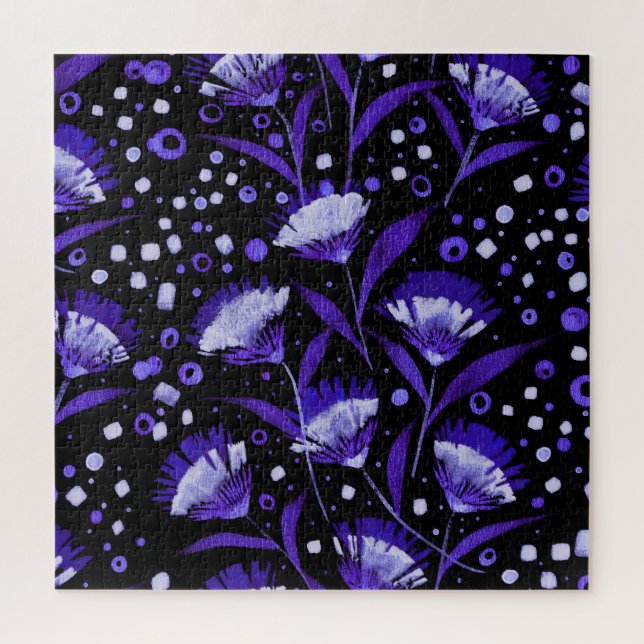 Quebra-cabeça Padrão de Flores de Cárnação de abstrato Watercolo (Vertical)