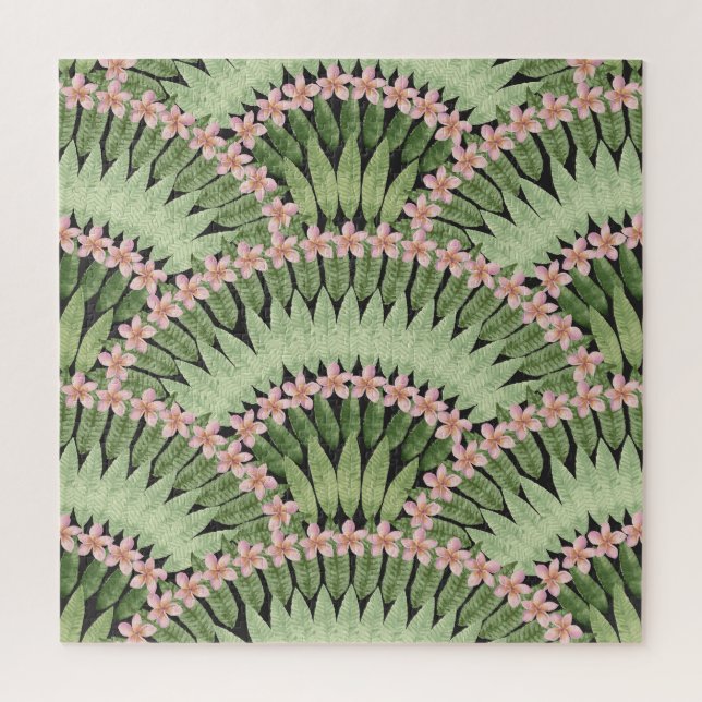 Quebra-cabeça Padrão de Flores Tropicais Pintadas À Mão (Vertical)