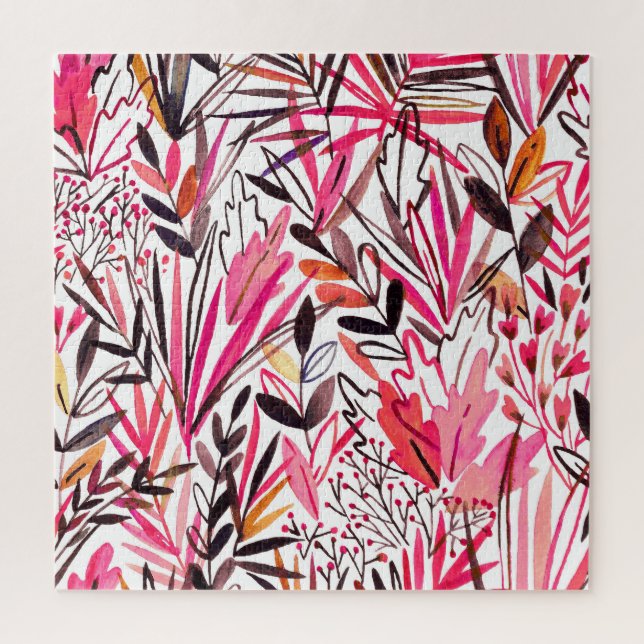 Quebra-cabeça Padrão de Florestas Tropicais de Folhas Exóticas (Vertical)