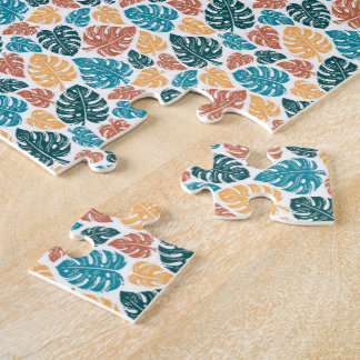 Quebra-cabeça Padrão de Folha Monstera Tropical - Natureza Color