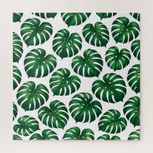 Quebra-cabeça Padrão de Folha Tropical de Monstera