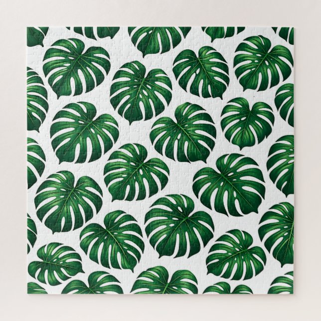 Quebra-cabeça Padrão de Folha Tropical de Monstera (Vertical)