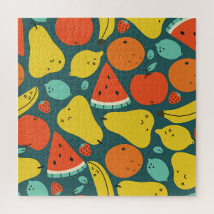 Quebra-cabeça Padrão de Fruta tropical desenhada à mão