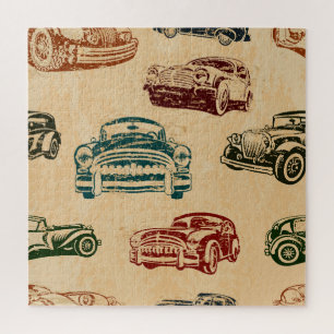 Quebra-cabeça Padrão de Fundo da Ilustração do carro vintage