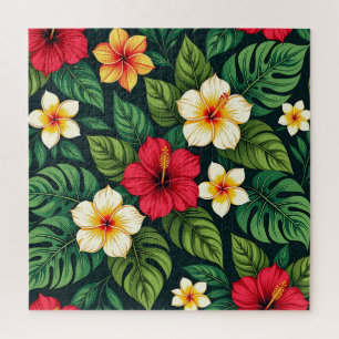 Quebra-cabeça Padrão de Hibisco Tropical Monstera