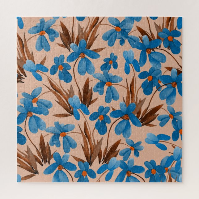 Quebra-cabeça Padrão de Impressão de Verão Floral de Aquarela (Vertical)