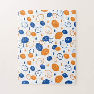 Quebra-cabeça Padrão de limão azul e laranja, com Frutas empinad