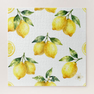 Quebra-cabeça Padrão de Limão em Aquarela