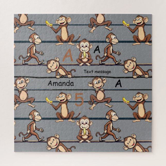 Quebra-cabeça Padrão de Macaco Travesso (Vertical)