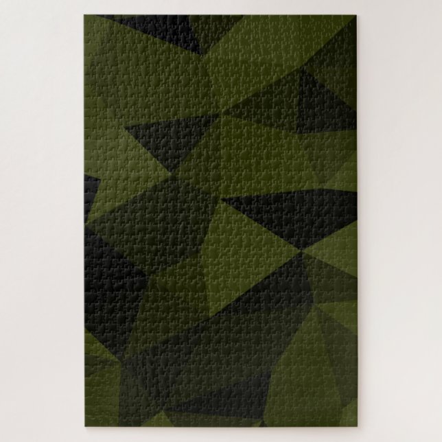 Quebra-cabeça Padrão de malha geométrica preta verde exército es (Vertical)