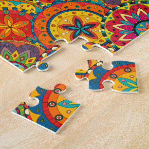 Quebra-cabeça Padrão de Mandala Colorida Retroativa Funky