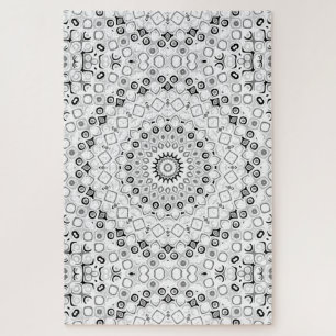 Quebra-cabeça Padrão de Mandala Geométrico Preto e Branco