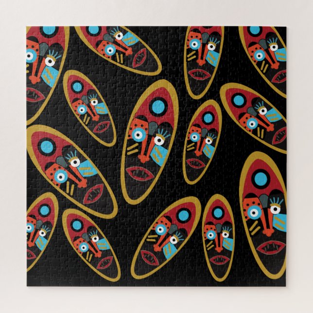 Quebra-cabeça padrão de máscaras modernas abstrato (Vertical)