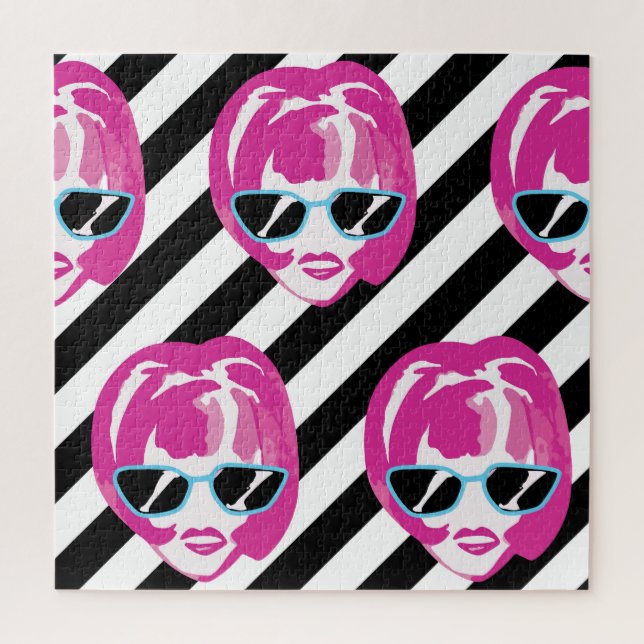 Quebra-cabeça Padrão de Moda Aquarela Raparigas Rostos (Vertical)