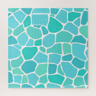 Quebra-cabeça Padrão de Mosaico de Vidro Marinho Turquesa Água