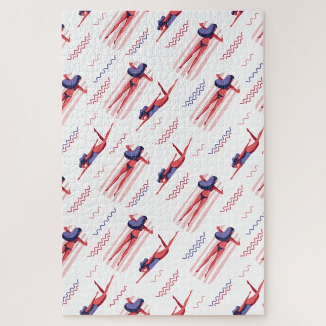 Quebra-cabeça Padrão de Mulher Nadadora (Vertical)