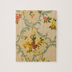 Quebra-cabeça Padrão de papel de parede decorativo floral antigo