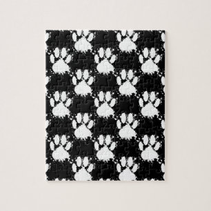 Quebra-cabeça Padrão De Pata De Cão Branco Com Pintor