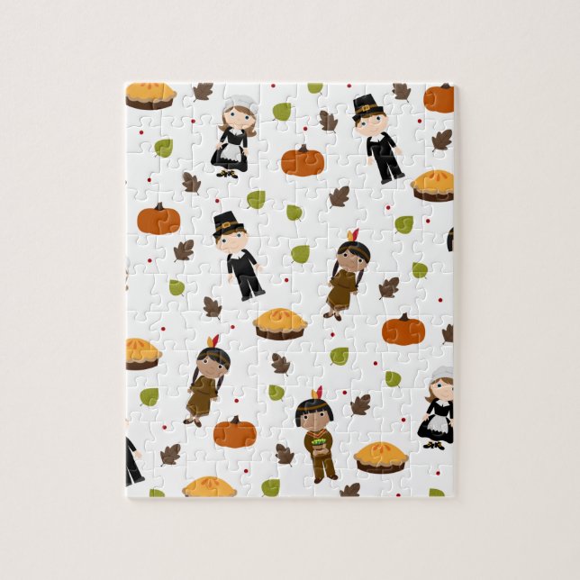 Quebra-cabeça Padrão de peregrinos e indianos - Ação de Graças (Vertical)