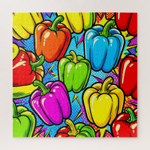 Quebra-cabeça Padrão de Pimentões Pop Art
