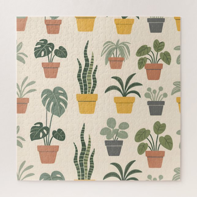 Quebra-cabeça Padrão de Plantas de Casa em Vasos (Vertical)