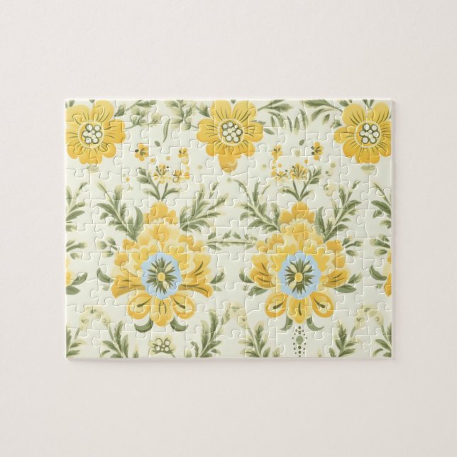 Quebra-cabeça Padrão de plantas de flores amarelas mutadas em vi (Horizontal)