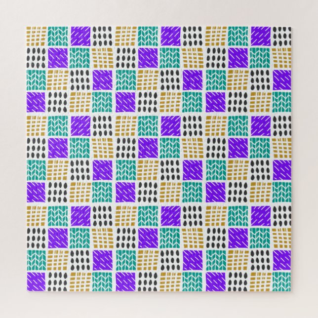 Quebra-cabeça Padrão de Quadrados Abstratos Geométricos Colorido (Vertical)