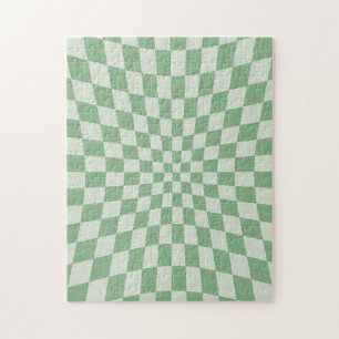 Quebra-cabeça Padrão de Quadro de Verificação Distorcido Verde
