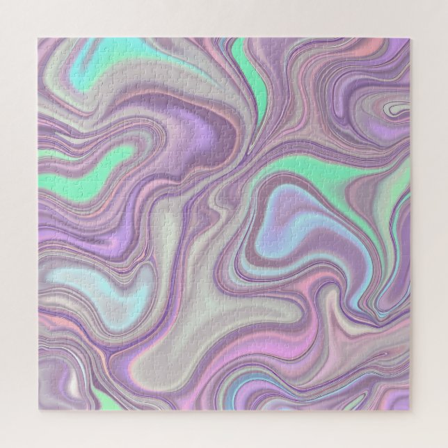 Quebra-cabeça Padrão de Redemoinho de Mármore Roxo Pastel (Vertical)