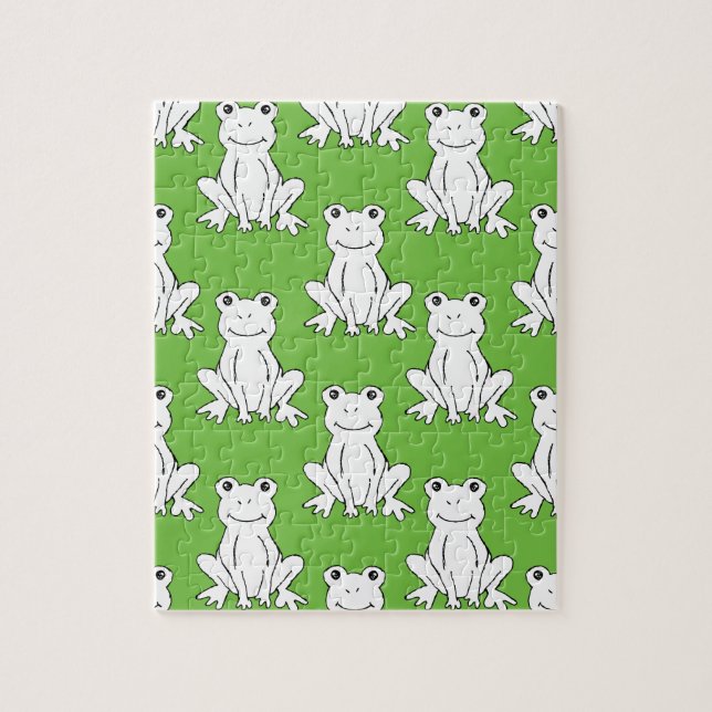 Quebra-cabeça Padrão de Sapo de Cartoon de Animal Verde (Vertical)
