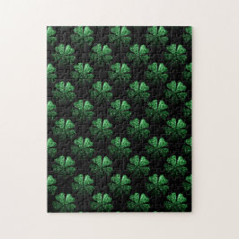 Quebra-cabeça Padrão de Shamrock brilhante verde escuro a preto