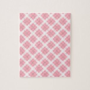 Quebra-cabeça Padrão De Tartan Cor-De-Rosa E Branco