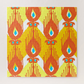 Quebra-cabeça Padrão De Tecido Ikat: Design de Vintage Étnica.