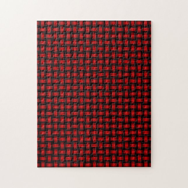 Quebra-cabeça Padrão de Tecido Preto Vermelho (Vertical)