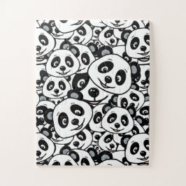 Quebra-cabeça Padrão de Urso Panda Fofo Preto e Branco Moderno