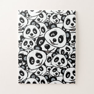Quebra-cabeça Padrão de Urso Panda Fofo Preto e Branco Moderno