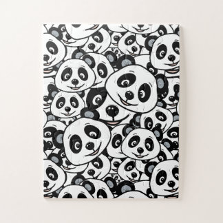 Quebra-cabeça Padrão de Urso Panda Fofo Preto e Branco Moderno