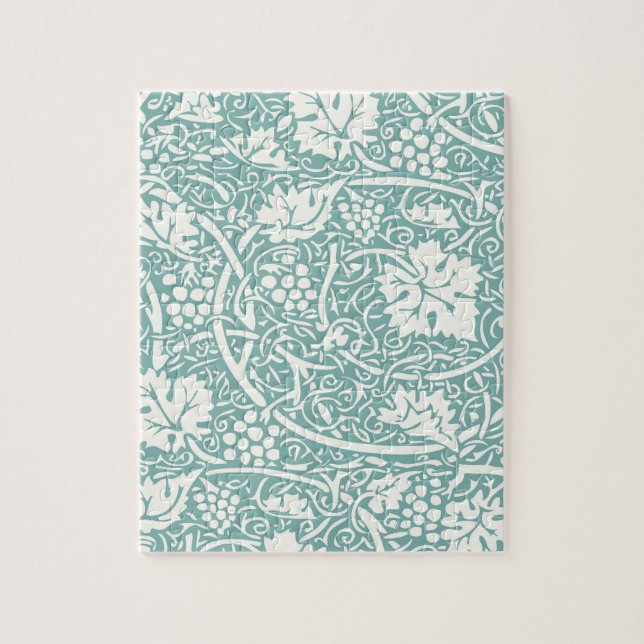 Quebra-cabeça Padrão de Uva William Morris Azul Turquesa (Vertical)