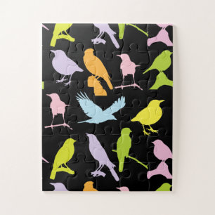 Quebra-cabeça Padrão de variedade de aves colorida em Pastel