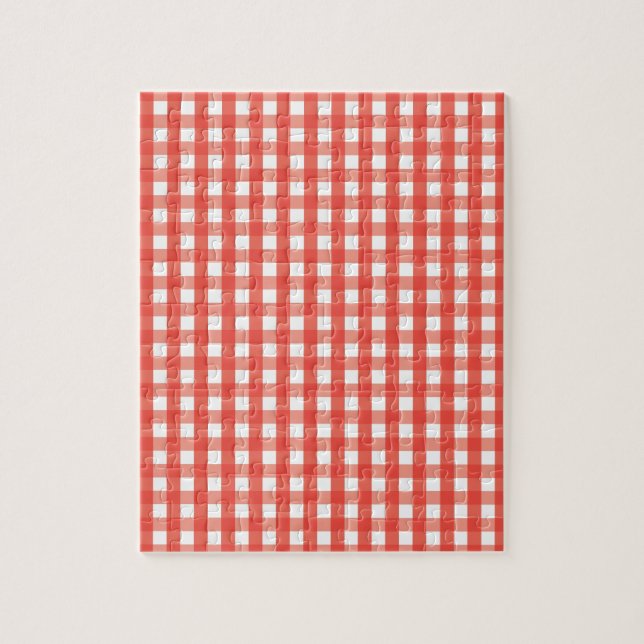 Quebra-cabeça Padrão de Verificação de Gingham Vermelho (Vertical)
