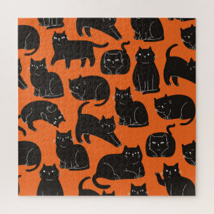 Quebra-cabeça Padrão Desenhado Da Mão De Gatos De Cartoon
