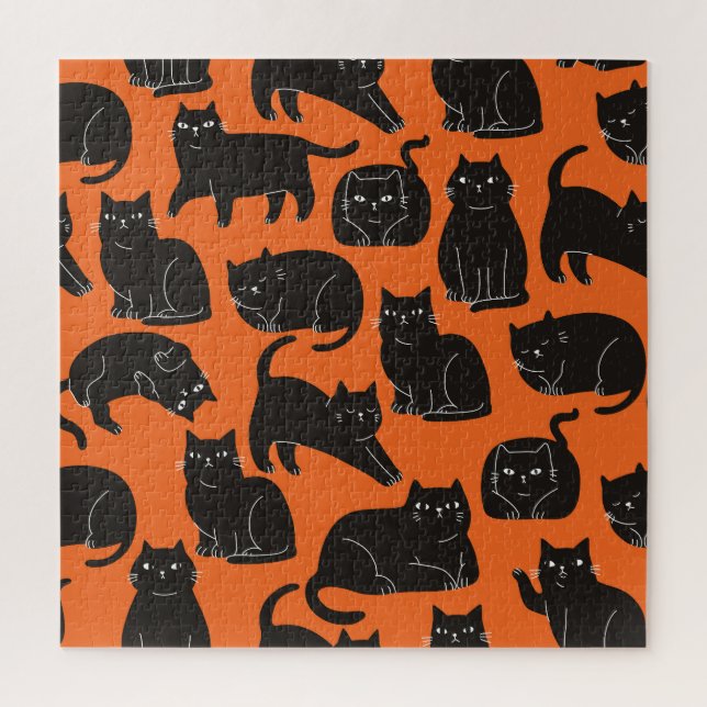 Quebra-cabeça Padrão Desenhado Da Mão De Gatos De Cartoon (Vertical)