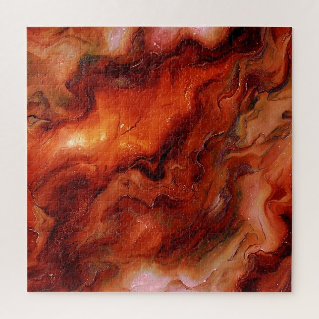 Quebra-cabeça Padrão Dinâmico de Fluido Marble em Vermelho e Lar (Vertical)