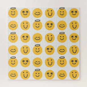 Quebra-cabeça Padrão Emoji Feliz Desenhado Pela Mão