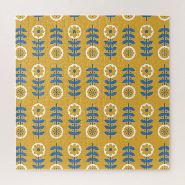 Quebra-cabeça Padrão Escandinavo da Flor Estilizada (Vertical)